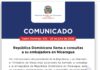 RD llama a consultas a su embajadora en Nicaragua tras anuncio de Ortega de que eliminará las elecciones